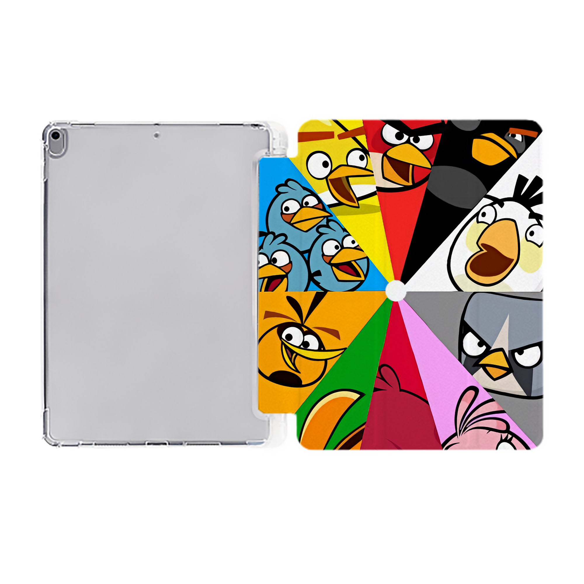 （画像用） Angry Birds アングリーバード IPad ケース ペン収納付き 三つ折りスタンド PUレザー×シリコン 対応機種9.5/10.5/10.9インチ